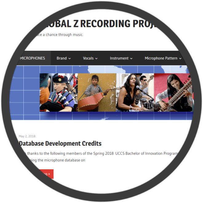 The Global Z Recording Project website screenshot